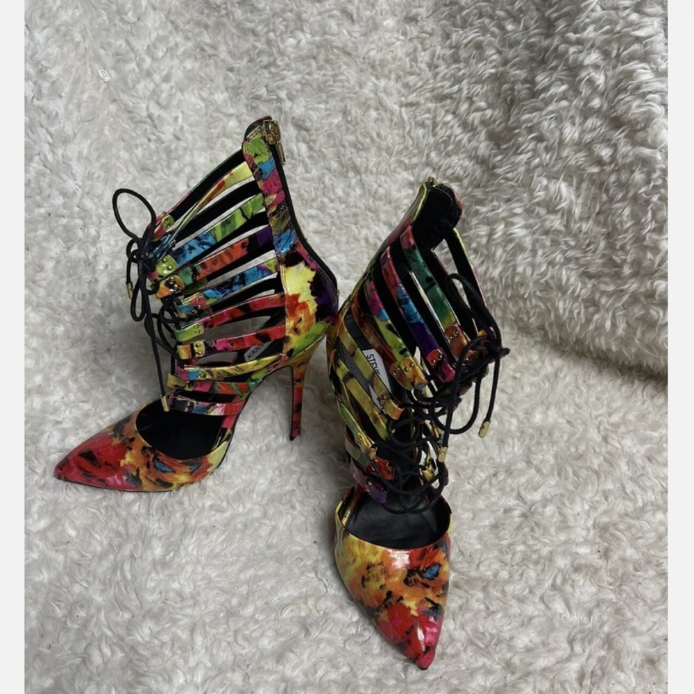 Steve Madden floral colorful Heeled Boots - Picture 2 of 6